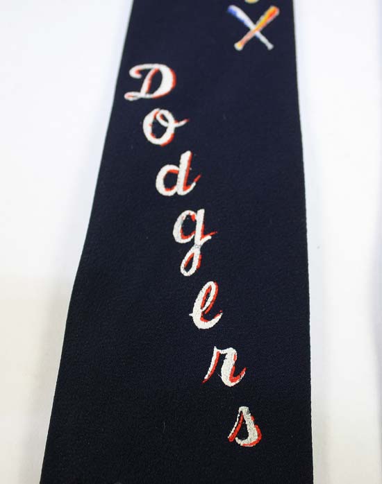 Vtg Dogers Baseball 60s Hand Painted Silk Tie Necktie